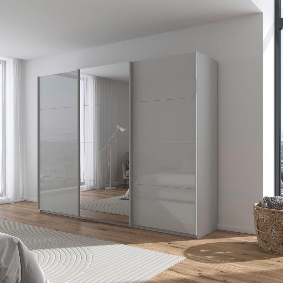 Rauch Schuifdeurkast Kledingkasten kast garderobe AGORDO met glazen front doordachte binnenuitrusting in 4 breedtes en 2 hoogtes made in germany