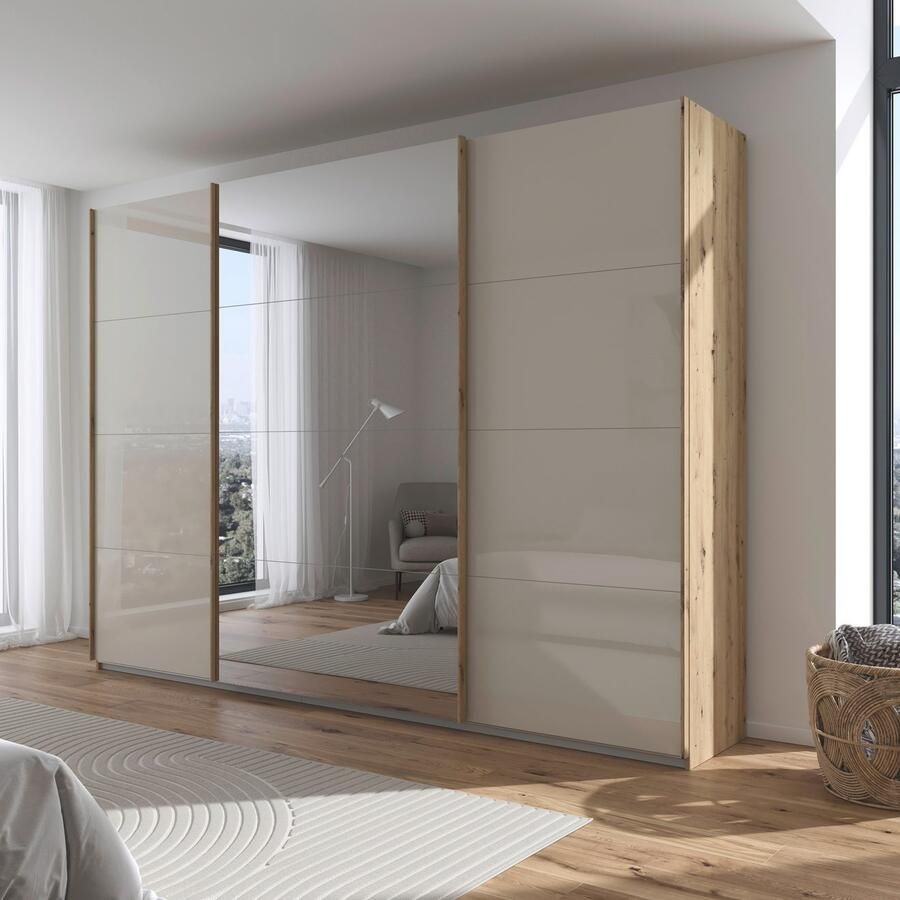 Rauch Schuifdeurkast Kledingkasten kast garderobe AGORDO met glazen front doordachte binnenuitrusting in 4 breedtes en 2 hoogtes made in germany