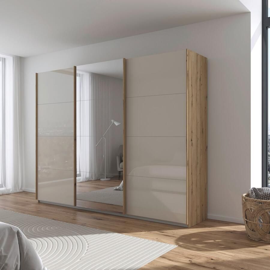 Rauch Schuifdeurkast Kledingkasten kast garderobe AGORDO met glazen front doordachte binnenuitrusting in 4 breedtes en 2 hoogtes made in germany