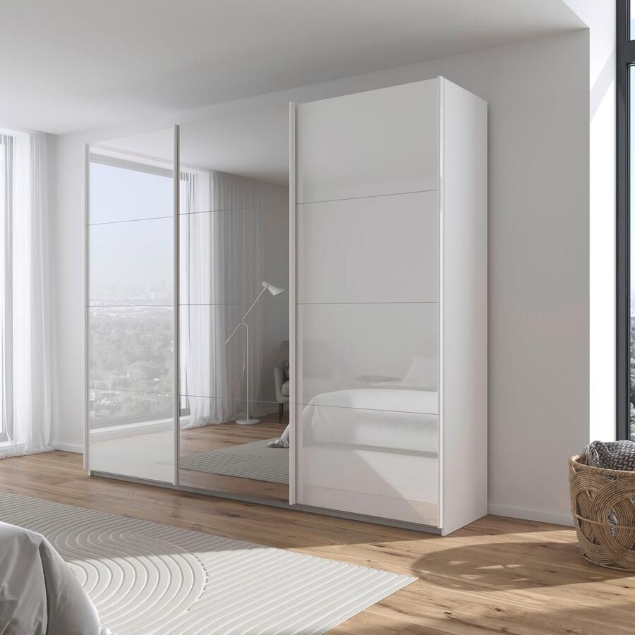 Rauch Schuifdeurkast Kledingkasten kast garderobe AGORDO met glazen front doordachte binnenuitrusting in 4 breedtes en 2 hoogtes made in germany