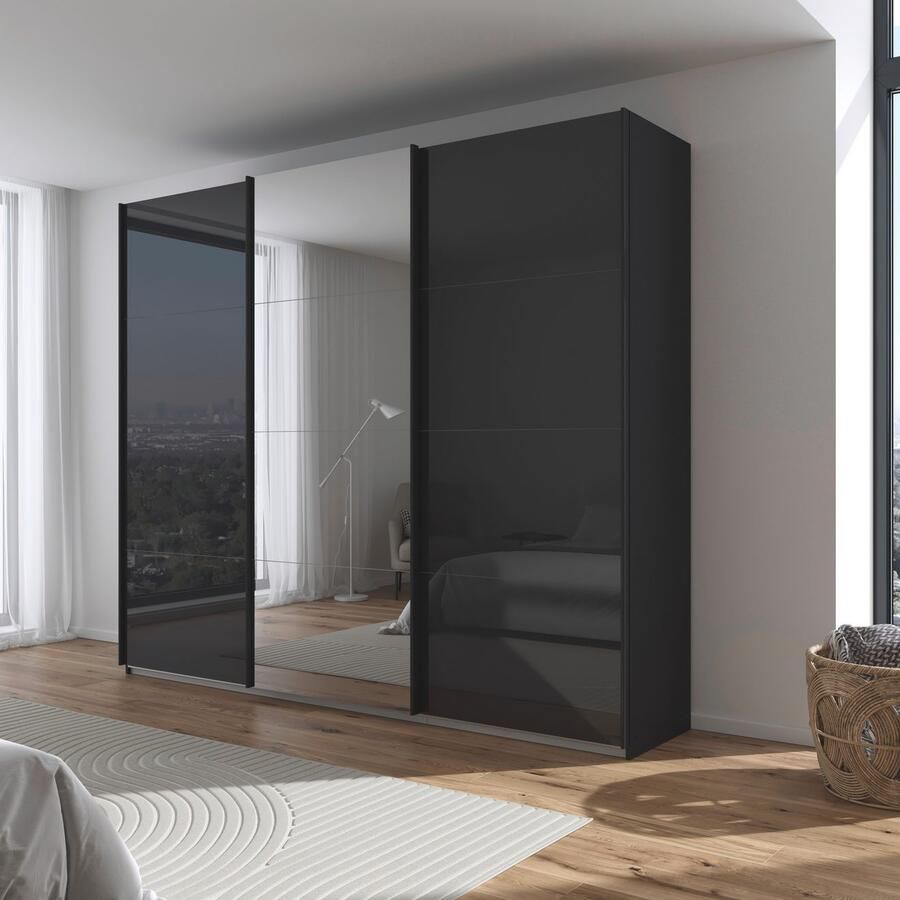 Rauch Schuifdeurkast Kledingkasten kast garderobe AGORDO met glazen front doordachte binnenuitrusting in 4 breedtes en 2 hoogtes made in germany