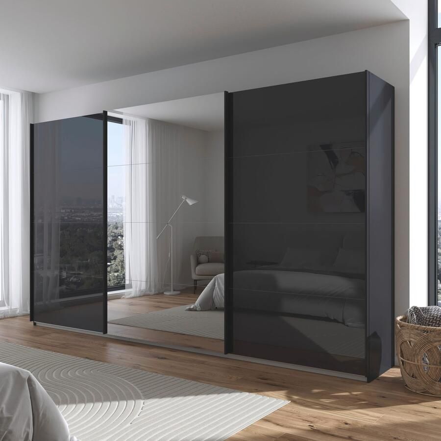 Rauch Schuifdeurkast Kledingkasten kast garderobe AGORDO met glazen front doordachte binnenuitrusting in 4 breedtes en 2 hoogtes made in germany