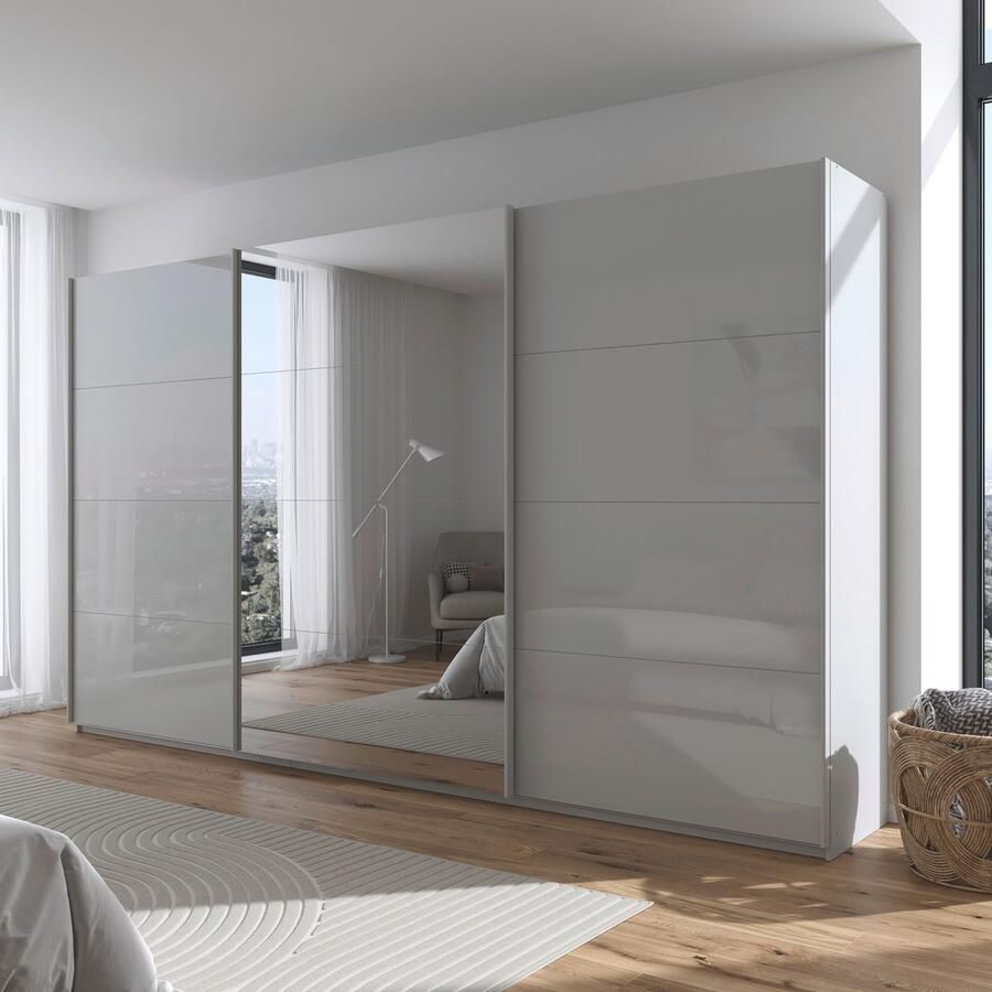 Rauch Schuifdeurkast Kledingkasten kast garderobe AGORDO met glazen front doordachte binnenuitrusting in 4 breedtes en 2 hoogtes made in germany