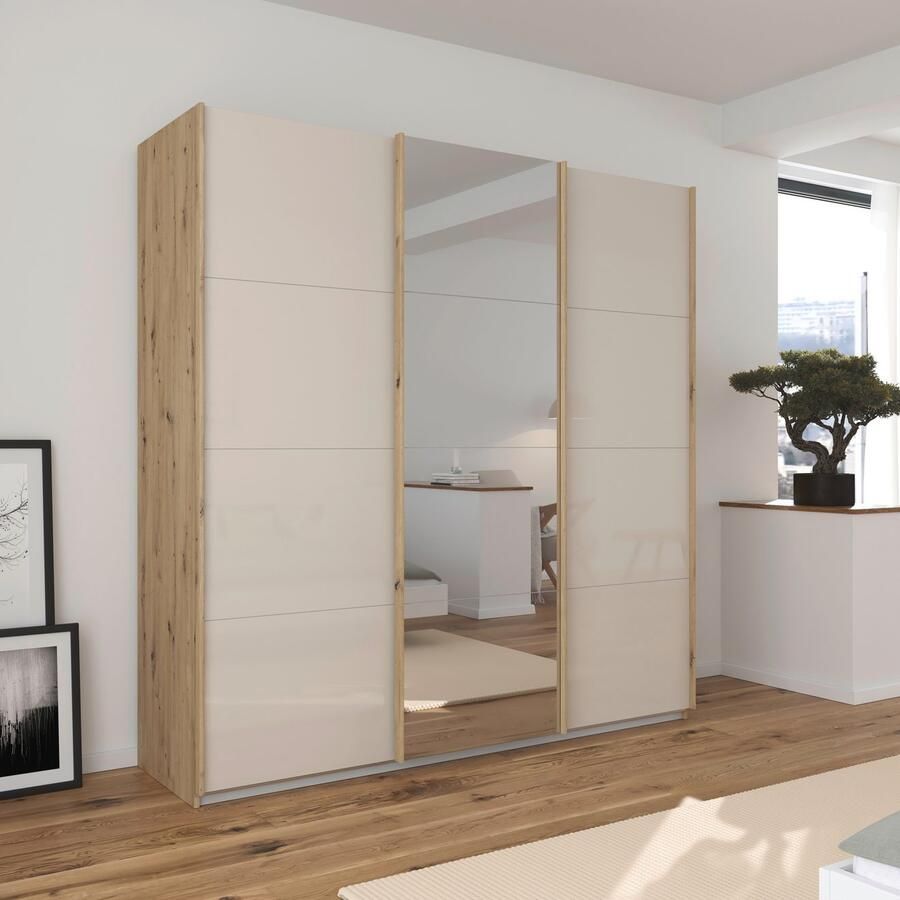 Rauch Schuifdeurkast Kledingkasten kast garderobe AGORDO met glazen front doordachte binnenuitrusting in 4 breedtes en 2 hoogtes made in germany