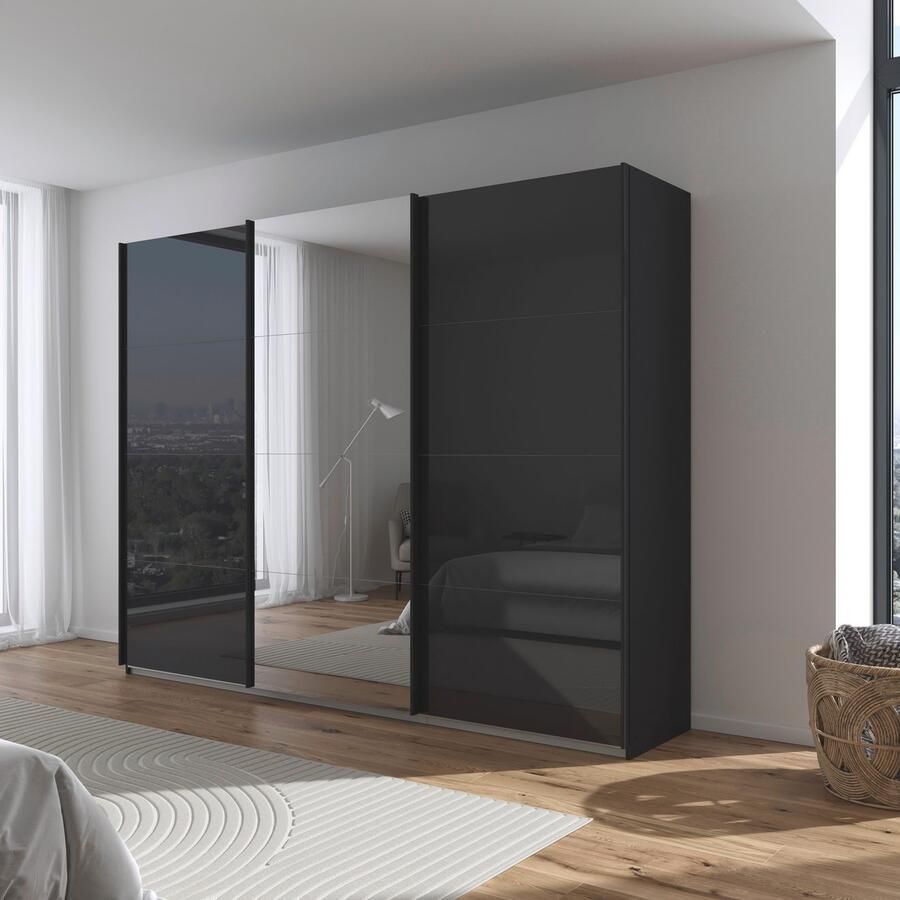 Rauch Schuifdeurkast Kledingkasten kast garderobe AGORDO met glazen front doordachte binnenuitrusting in 4 breedtes en 2 hoogtes made in germany