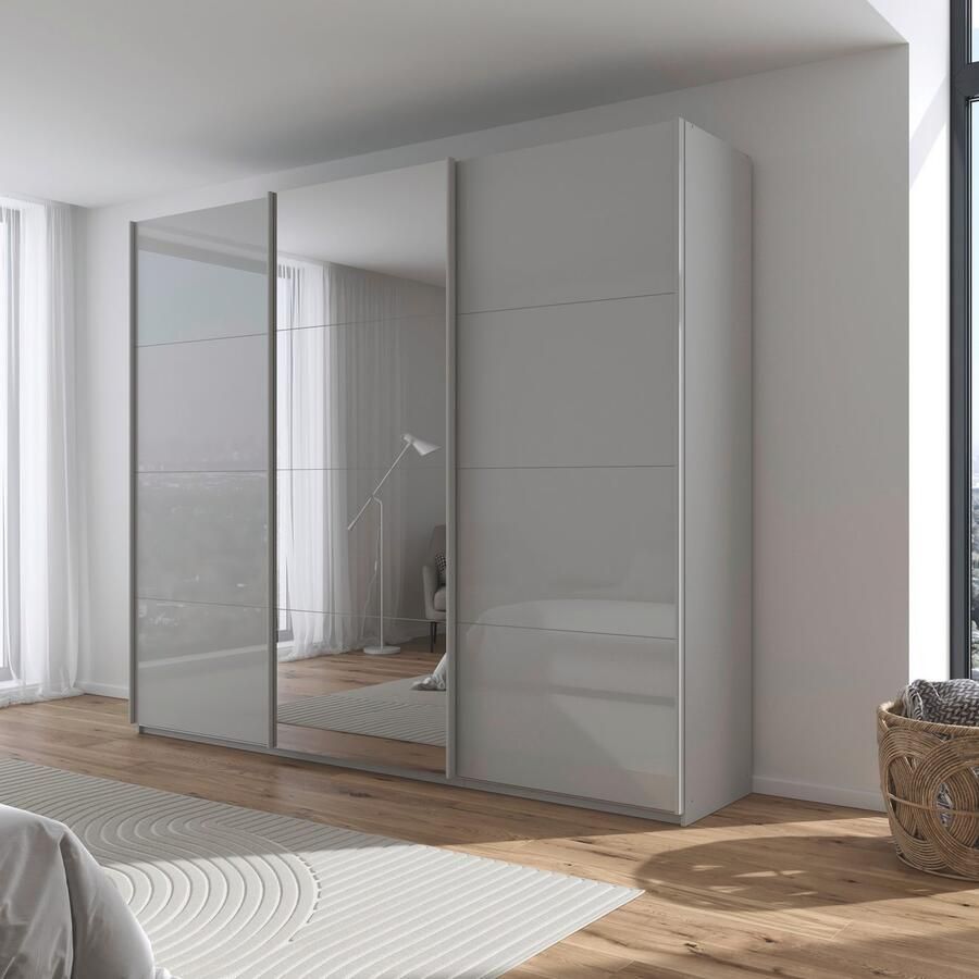 Rauch Schuifdeurkast Kledingkasten kast garderobe AGORDO met glazen front doordachte binnenuitrusting in 4 breedtes en 2 hoogtes made in germany