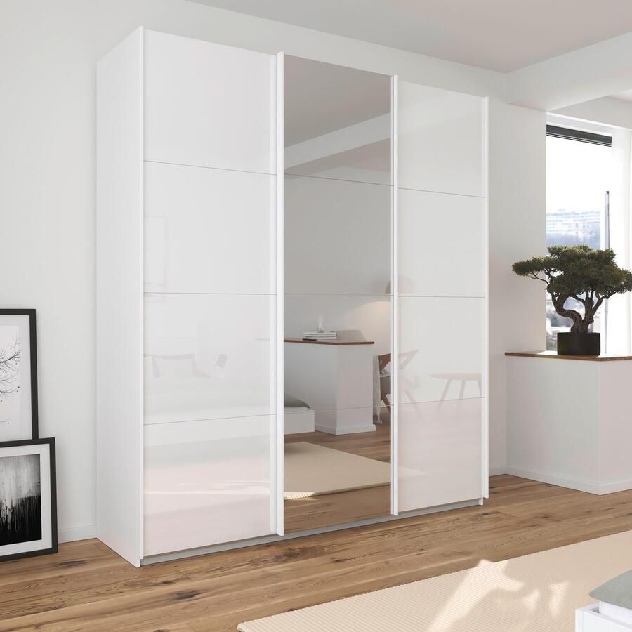 Rauch Schuifdeurkast Kledingkasten kast garderobe AGORDO met glazen front doordachte binnenuitrusting in 4 breedtes en 2 hoogtes made in germany