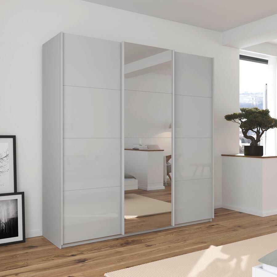 Rauch Schuifdeurkast Kledingkasten kast garderobe AGORDO met glazen front doordachte binnenuitrusting in 4 breedtes en 2 hoogtes made in germany