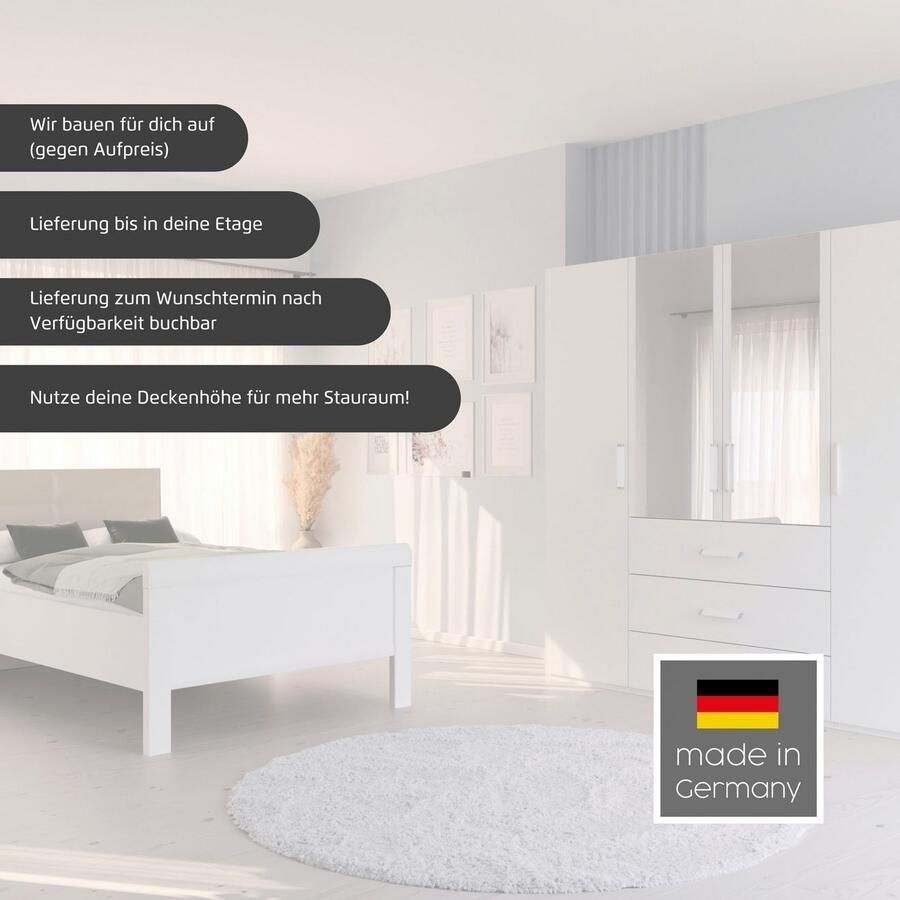 Rauch Slaapkamerserie Compleet slaapkamer EVELYN Kast en bed in 2 breedtes nachtkastje met 2 lades MADE IN GERMANY (set 3-delig)