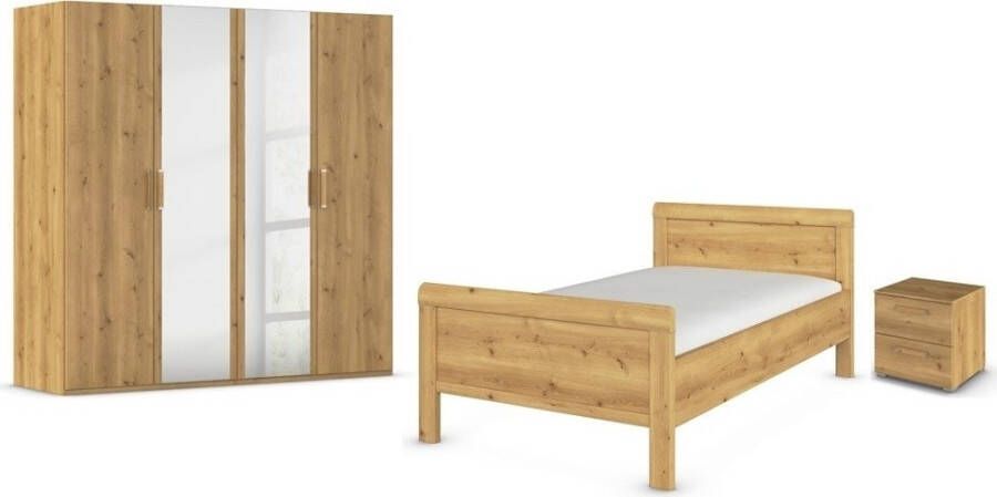 Rauch Slaapkamerserie Evelyn Kast en bed in 2 breedtes nachtkastje met 2 lades MADE IN GERMANY (set 3-delig)