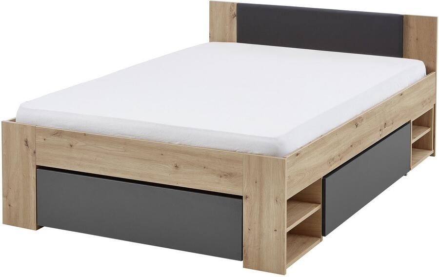 Relita Ledikant met bergruimte Stefan met grote lades en Nako op wielen incl. latten met comfortabele lighoogte verkrijgbaar in 2 breedtes en 2 kleuren