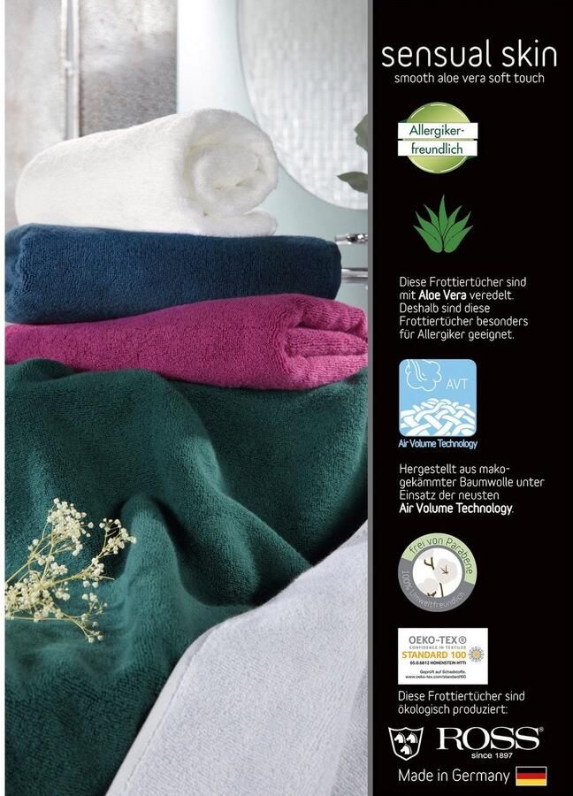 ROSS Washandje Sensual Skin met aloë vera-olie veredeld (6 stuks)