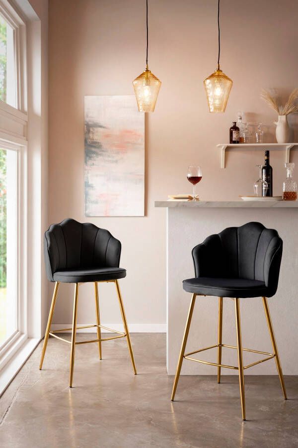 Artistiq Living Artistiq Barkruk Alexander Velvet zwart (zithoogte 68cm)