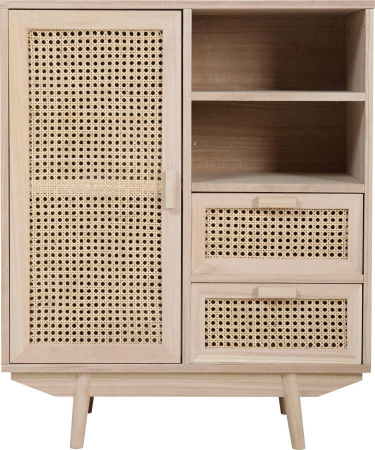 SalesFever Dressoir Vejle Moderne ladekast met stijl Commode met rotan- en Weens vlechtwerk-details