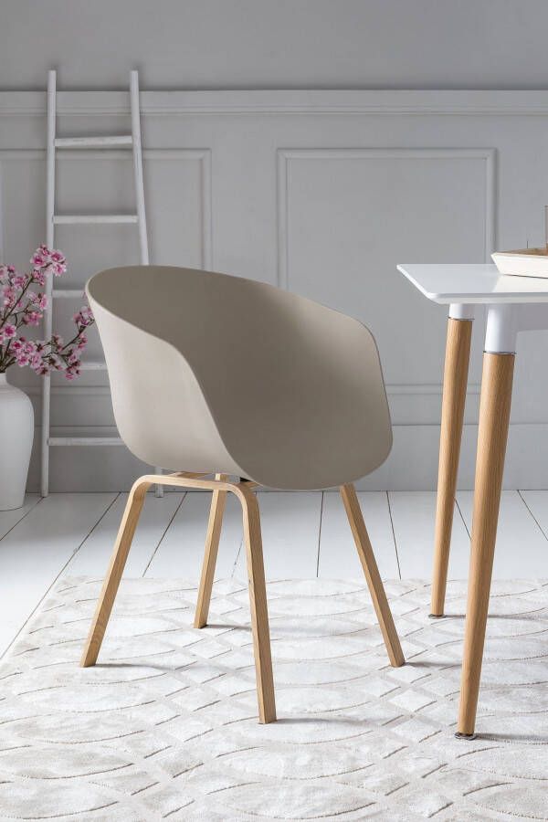 SalesFever Kuipstoel Lund Designer eetkamerstoel in 2-delige set Tweedelige set: metalen poten met edele houtlook (set 2 stuks)