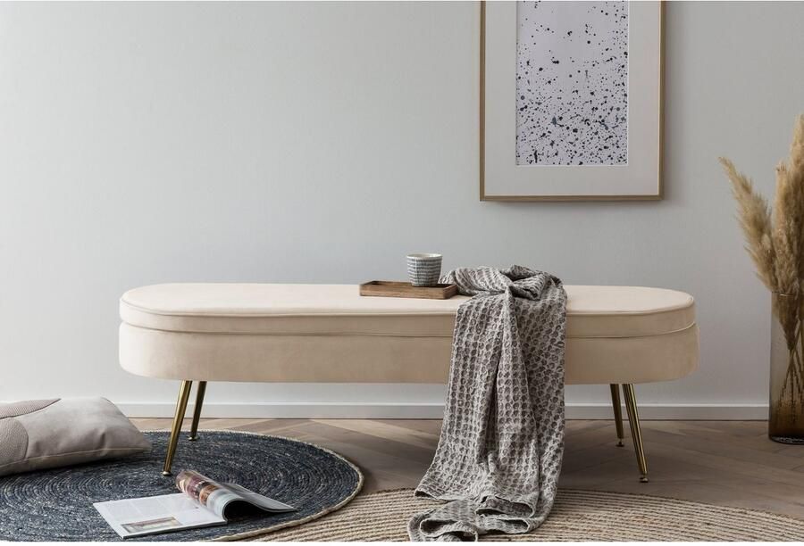 Artistiq Living Artistiq Bankje 'Ignacio' Velvet 142cm kleur beige