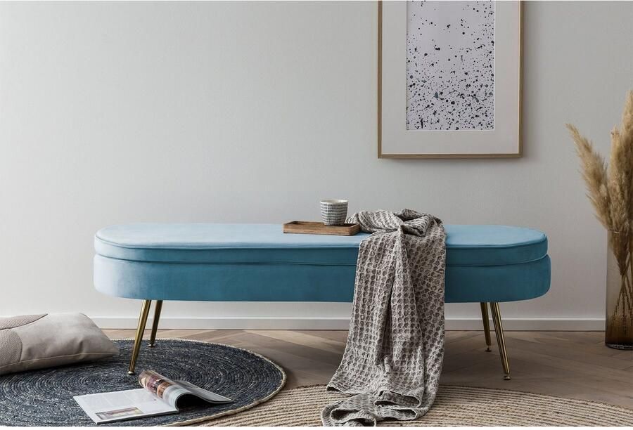 Artistiq Living Artistiq Bankje 'Ignacio' Velvet 142cm kleur blauw