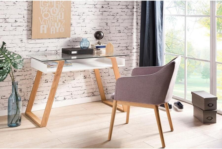 SalesFever Bureau Falun Werkplek Deluxe: De laptoptafel Elegantie ontmoet functie: met glasplaat