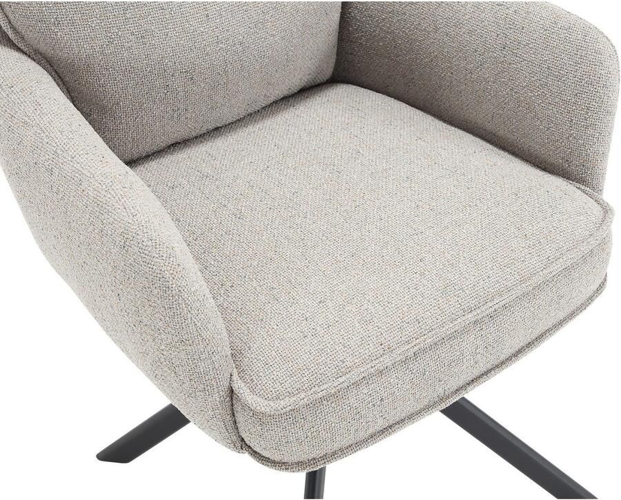 SalesFever Eetkamerstoel Austin Armstoel met hoogwaardige pocketvering-bekleding Eetkamerstoel: 360° draaifunctie met stijlvolle metalen voet (1 stuk)