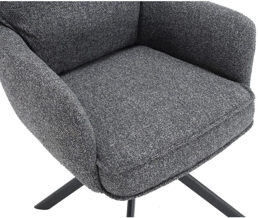 SalesFever Eetkamerstoel Austin Armstoel met hoogwaardige pocketvering-bekleding Eetkamerstoel: 360° draaifunctie met stijlvolle metalen voet (1 stuk)