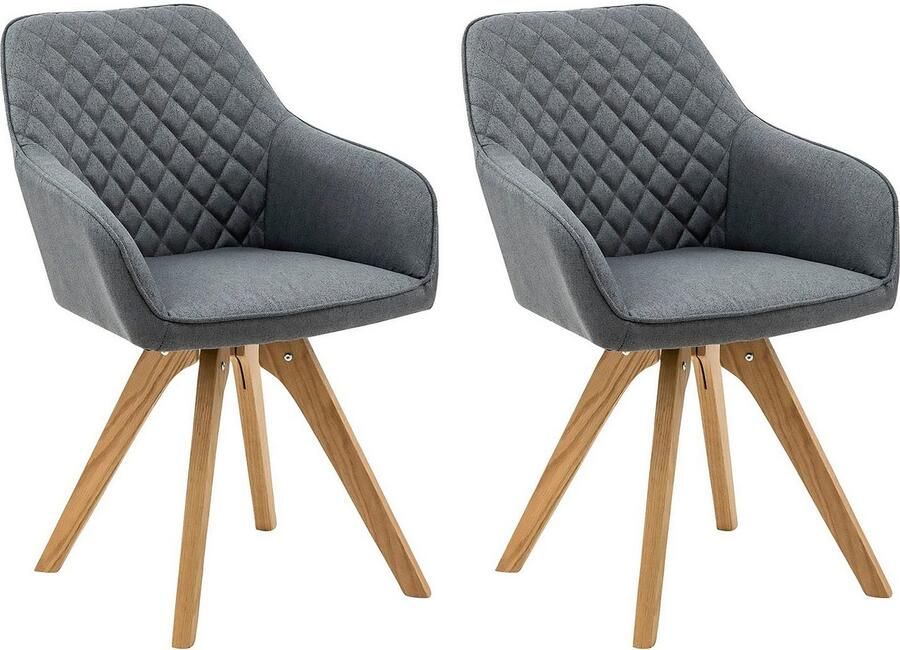 SalesFever Eetkamerstoel Comfortabele stoel Elegante 2-delige set rugleuning met diamantstiksel (set 2 stuks)