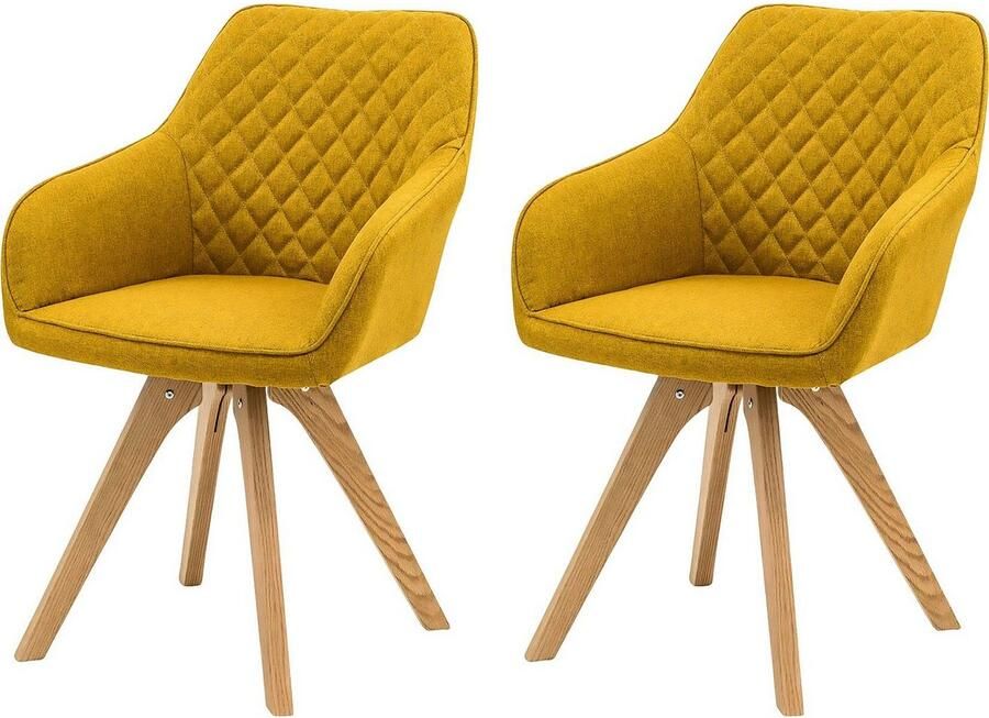 SalesFever Eetkamerstoel Comfortabele stoel Elegante 2-delige set rugleuning met diamantstiksel (set 2 stuks)