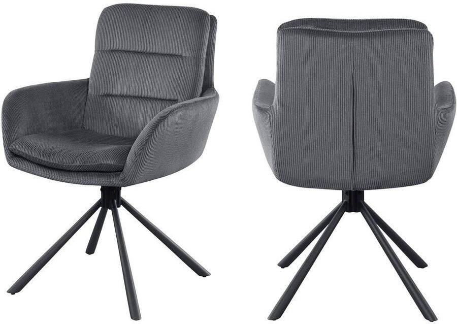 SalesFever Eetkamerstoel Pizzo elegante fauteuil Corduroy eetkamerstoel met 360° draaicomfort (1 stuk)