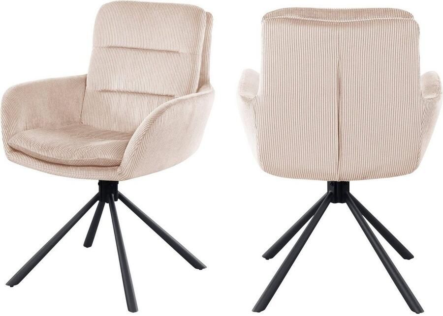 SalesFever Eetkamerstoel Pizzo elegante fauteuil Corduroy eetkamerstoel met 360° draaicomfort (1 stuk)
