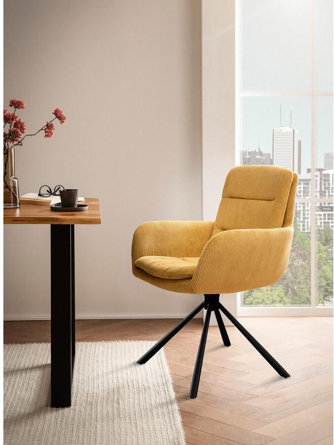 SalesFever Eetkamerstoel Pizzo elegante fauteuil Corduroy eetkamerstoel met 360° draaicomfort (1 stuk)