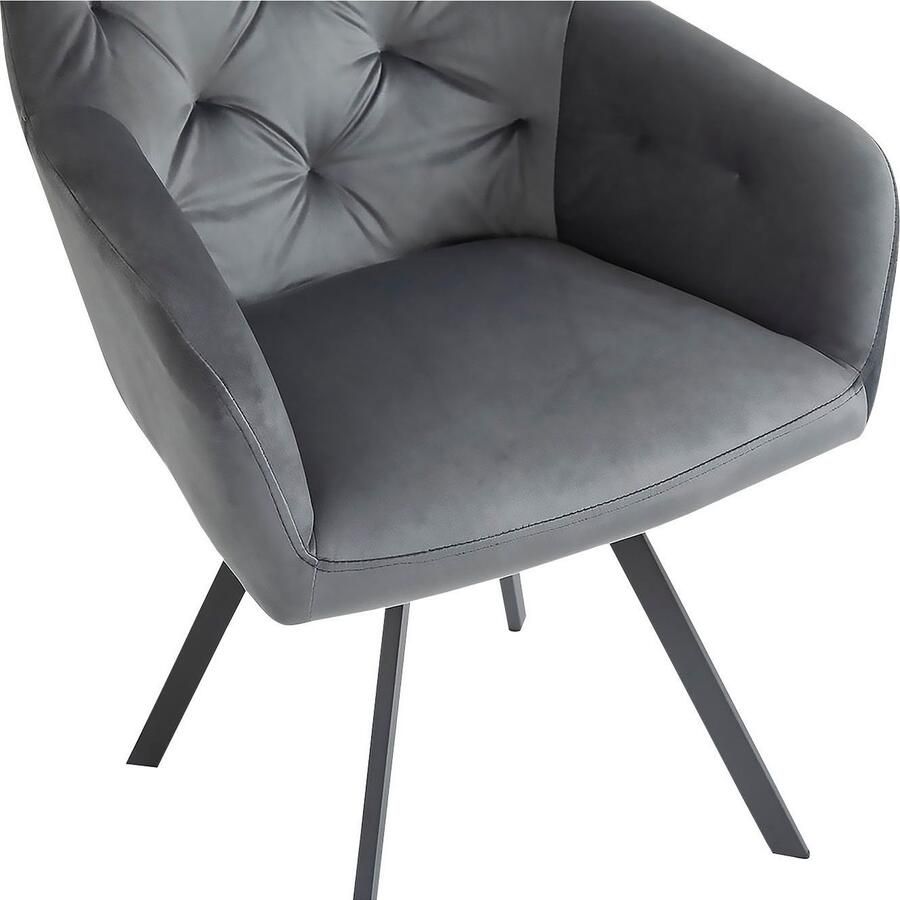 SalesFever Eetkamerstoel Toronto stoel Stijlvolle fauteuil met stiksels Eetkamerstoel 360° draaiplateau onder de zitplaats (1 stuk)