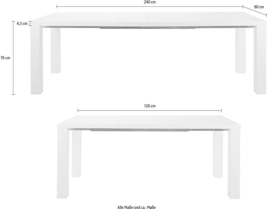 SalesFever Eettafel Stijlvolle tafel hoogglanzend gelakt uittrekbaar