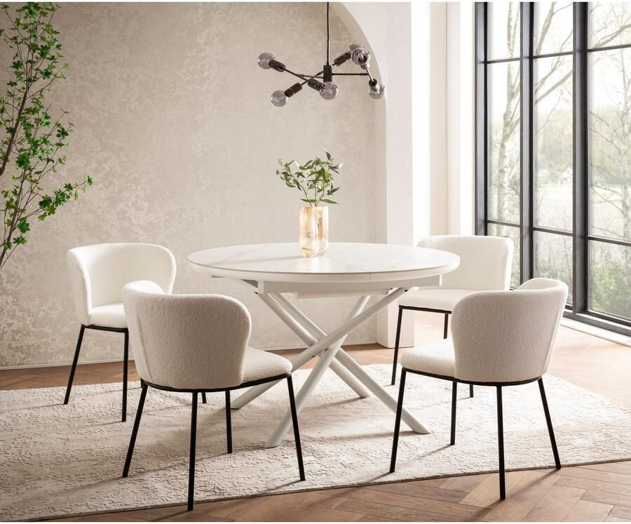 SalesFever Stoel met 4 poten Stoel met vier poten Tweedelige set met afgeronde rugleuning (set 2 stuks)