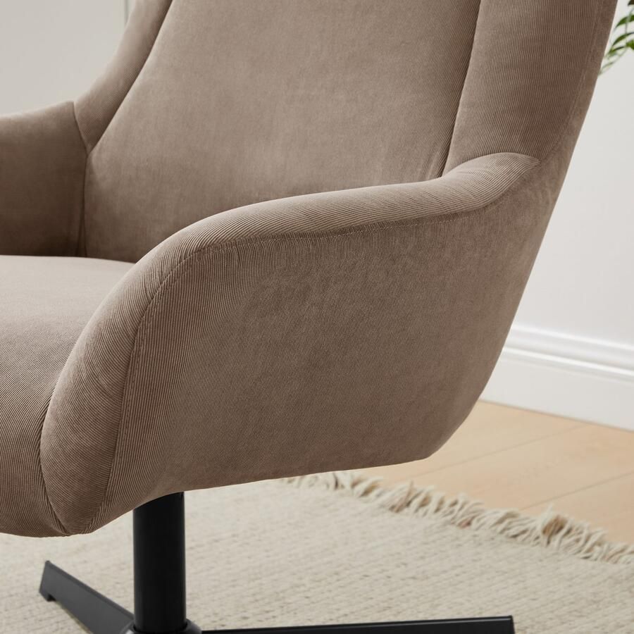Artistiq Living Artistiq Draaifauteuil Mendy Met hocker Rib Bruin