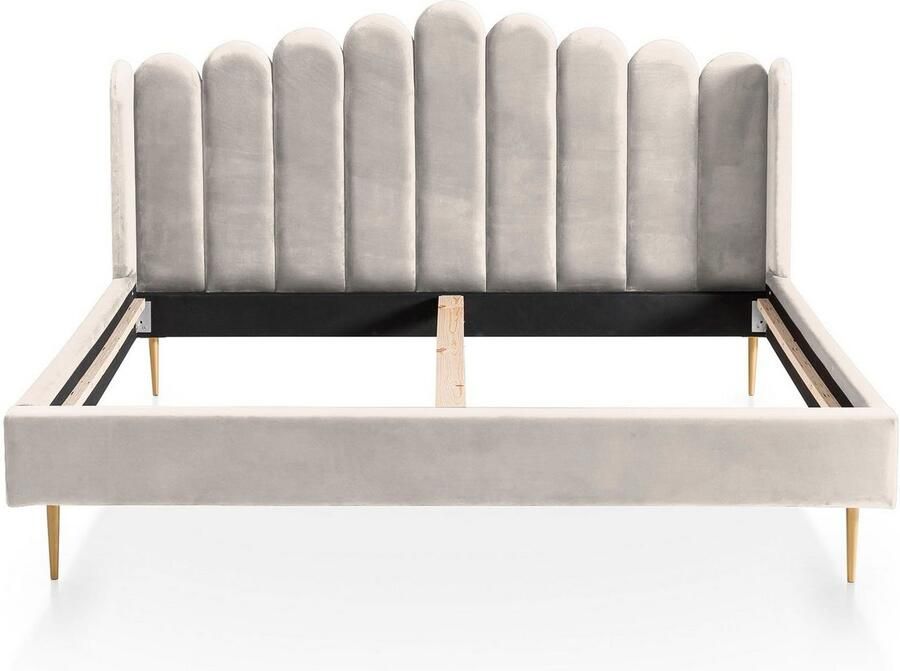 SalesFever Gestoffeerd bed Comfortabel bed voor een goede nachtrust Elegantie ontmoet comfort: fluwelen bekleding goudkleurige metalen poten