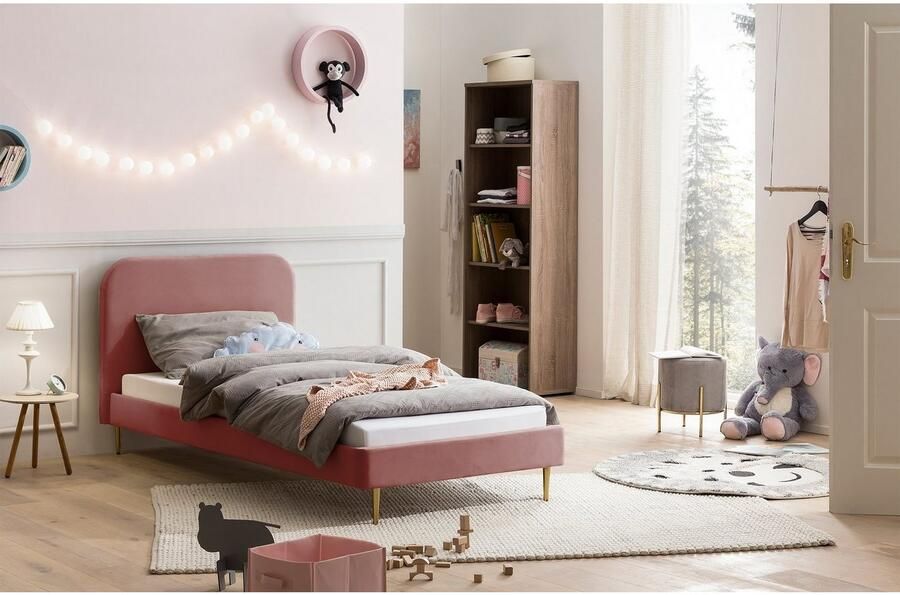 Artistiq Living Artistiq Bed 'Federico' Velvet 90 x 200cm kleur roze
