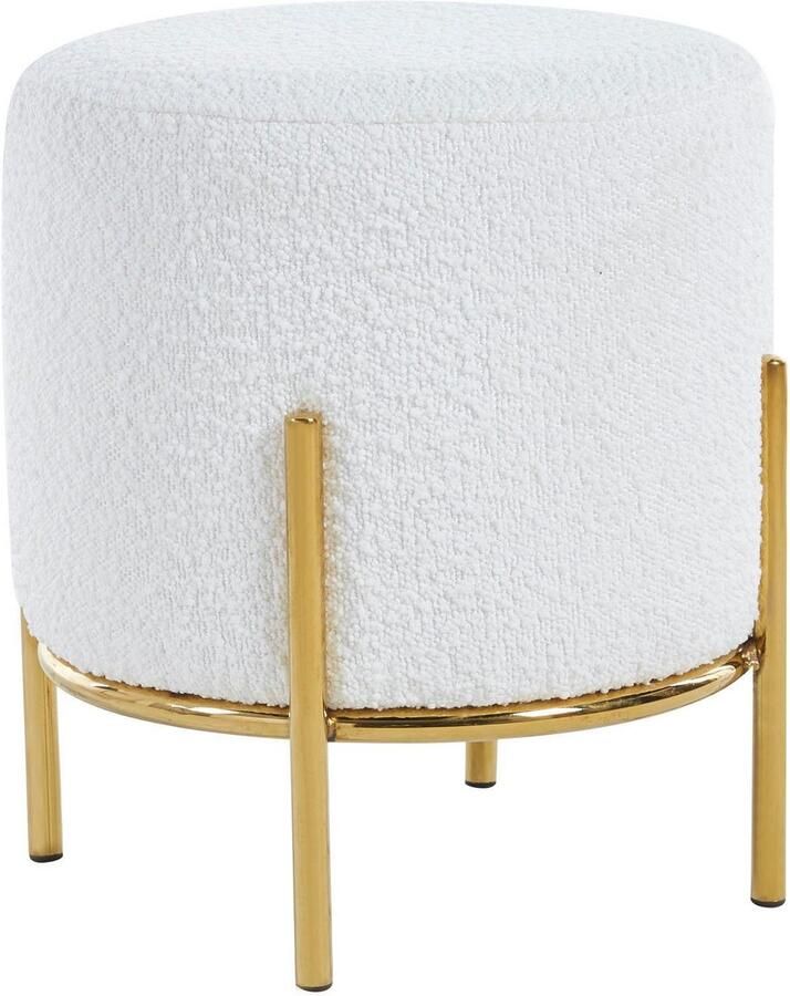 SalesFever Hocker Comfortabele gestoffeerde hocker met designframe van goudkleurig metaal