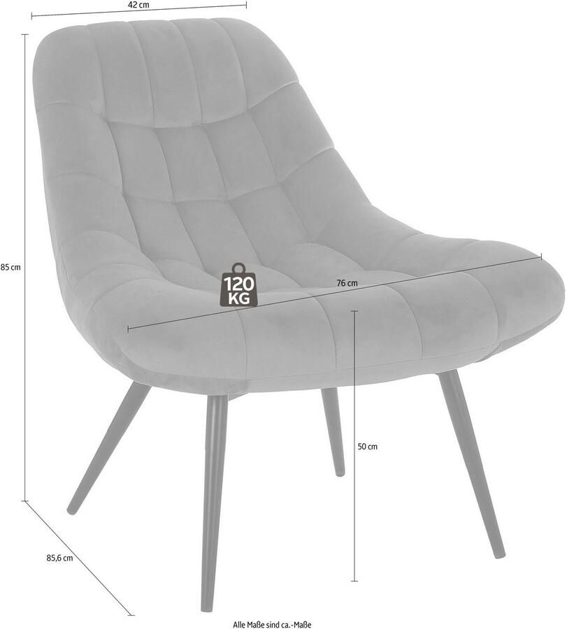 SalesFever Relaxfauteuil Toulon Comfortabele loungestoel met xxl-stiksels met zwarte of naturelkleurige poten