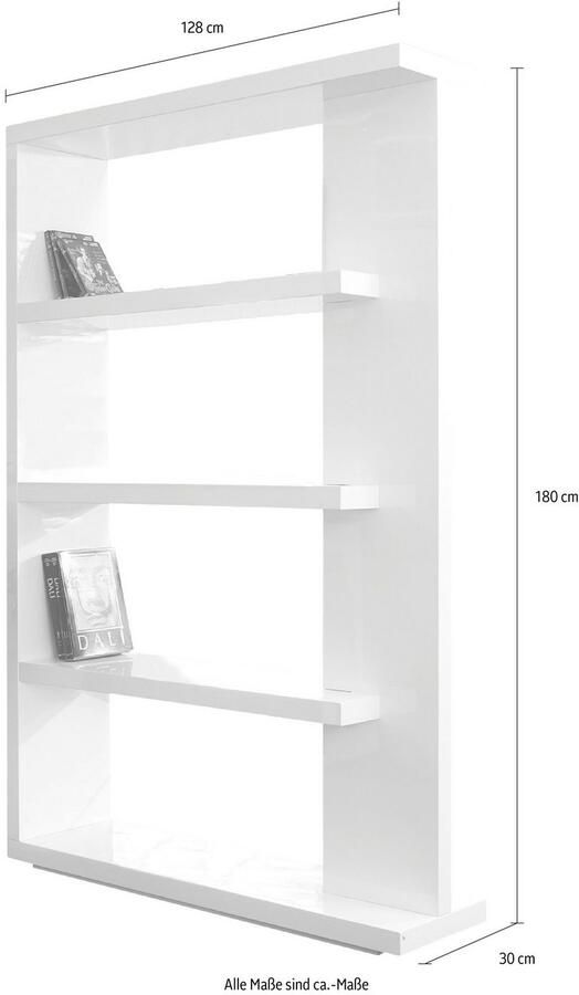 SalesFever Room divider Levanto plank met stijl Ultramoderne ruimteverdeler-plank: hoogglans-look met 4 legplanken