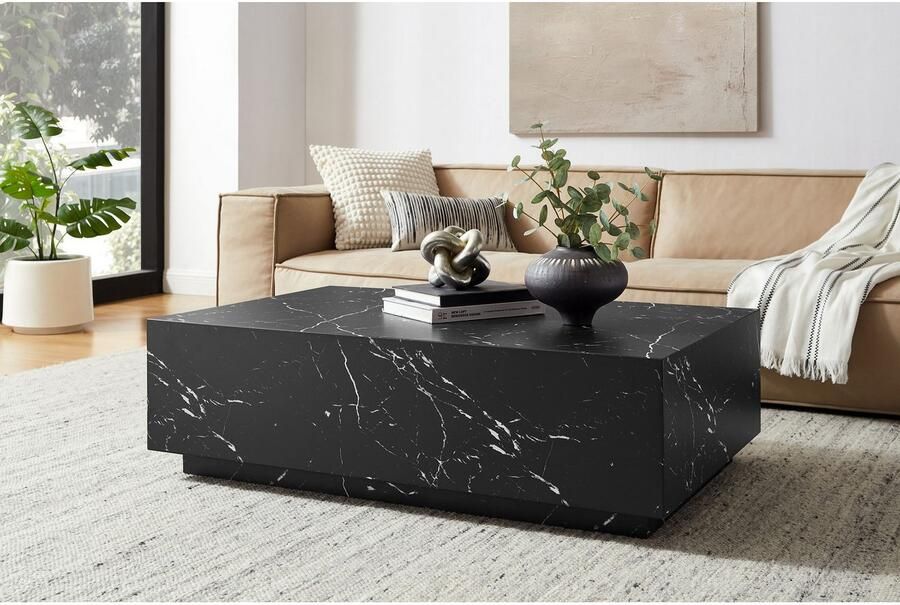 SalesFever Salontafel Almeria bijzettafel: Stijlvolle tafel 120 75 cm Stijlvolle rechthoekige tafel in edele marmerlook 120x75cm