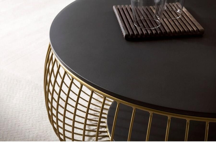 SalesFever Salontafel in minimalistische stijl 10 mm dikke helder glazen plaat met marmerprint