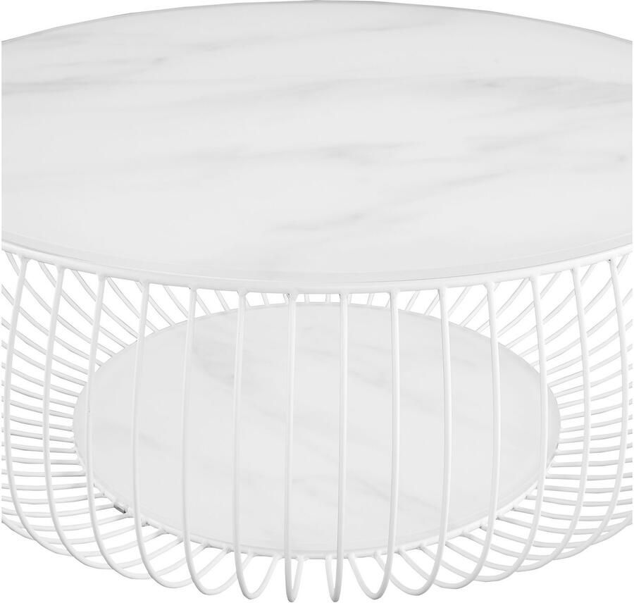 SalesFever Salontafel in minimalistische stijl 10 mm dikke helder glazen plaat met marmerprint