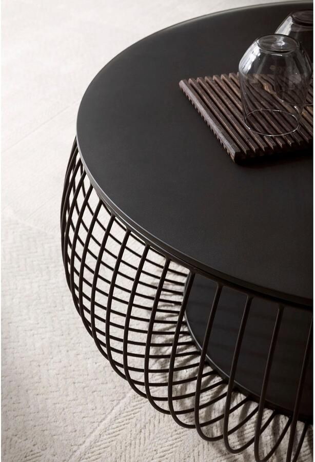 SalesFever Salontafel in minimalistische stijl 10 mm dikke helder glazen plaat met marmerprint