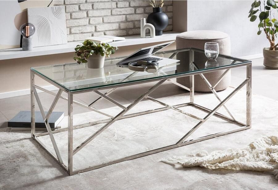 SalesFever Salontafel met stijlvolle elegantie Roestvrijstalen frame: robuust roestvrij en stijlvol