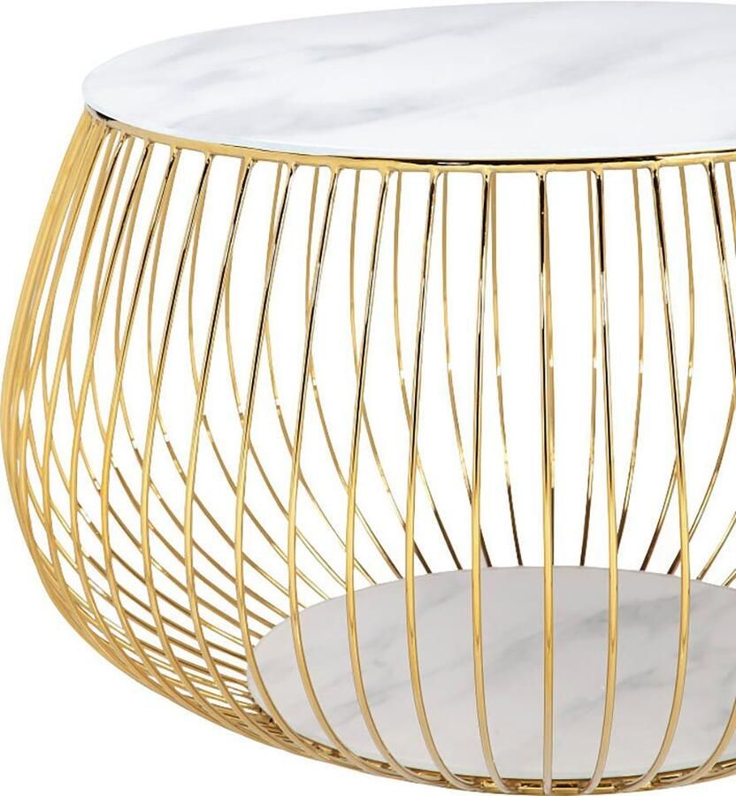 SalesFever Salontafel Stijlvolle woonkamer-aanvulling Kristalheldere elegantie met marmeroptiek roségoudkleurig