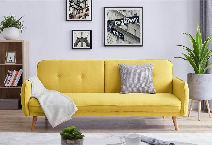 SalesFever Slaapbank Comfortabele Linköping slaapbank met knoopbevestiging op de rug en slaapfunctie breedte 188 cm