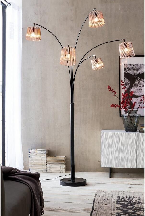 SalesFever Staande lamp Karlis 5 beweegbare armen dimschakelaar echt marmeren voet (1 stuk)