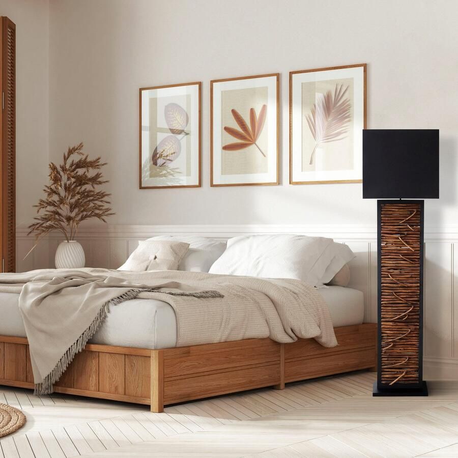 SalesFever Staande lamp Nabor handgemaakt kap goudkleur van binnen (1 stuk)