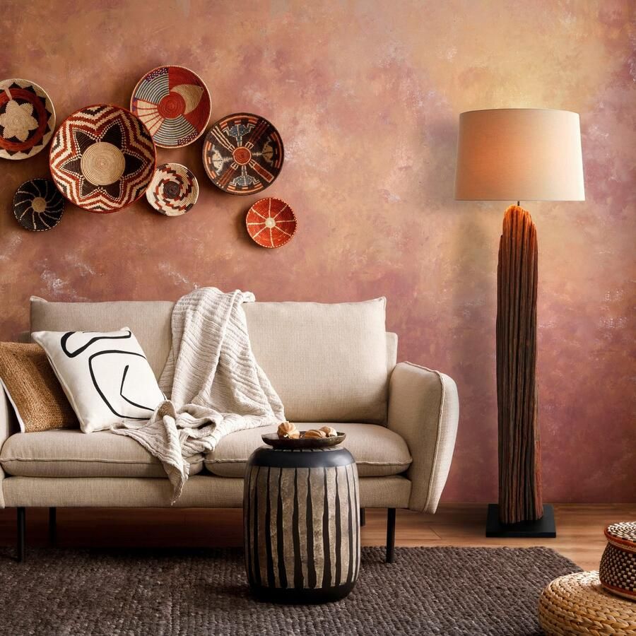 SalesFever Staande lamp Rosy handgemaakt met linnen kap (1 stuk)