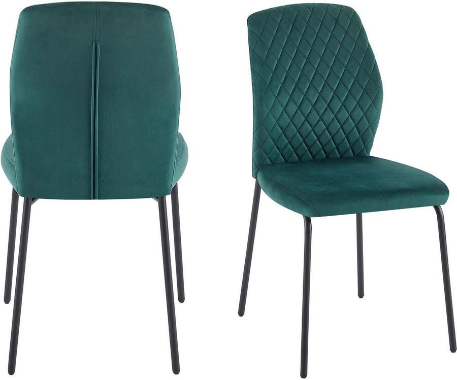 SalesFever Stoel met 4 poten Eetkamerstoel met elegante stijl 2-delige set met elegante honingraatstiksel in de rug (set 2 stuks)