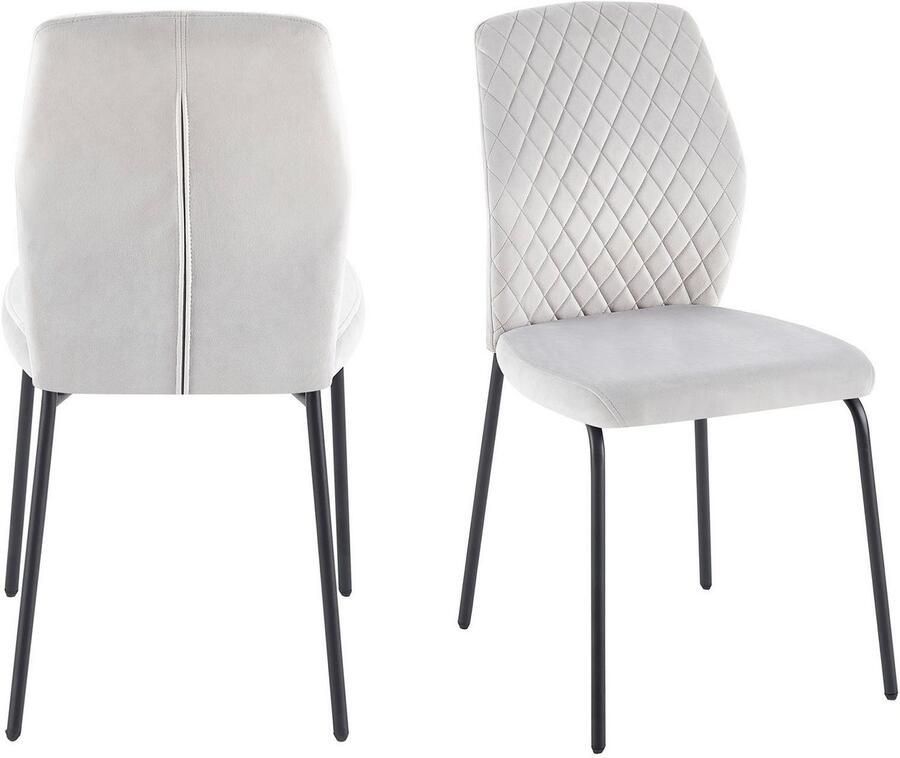 SalesFever Stoel met 4 poten Eetkamerstoel met elegante stijl 2-delige set met elegante honingraatstiksel in de rug (set 2 stuks)